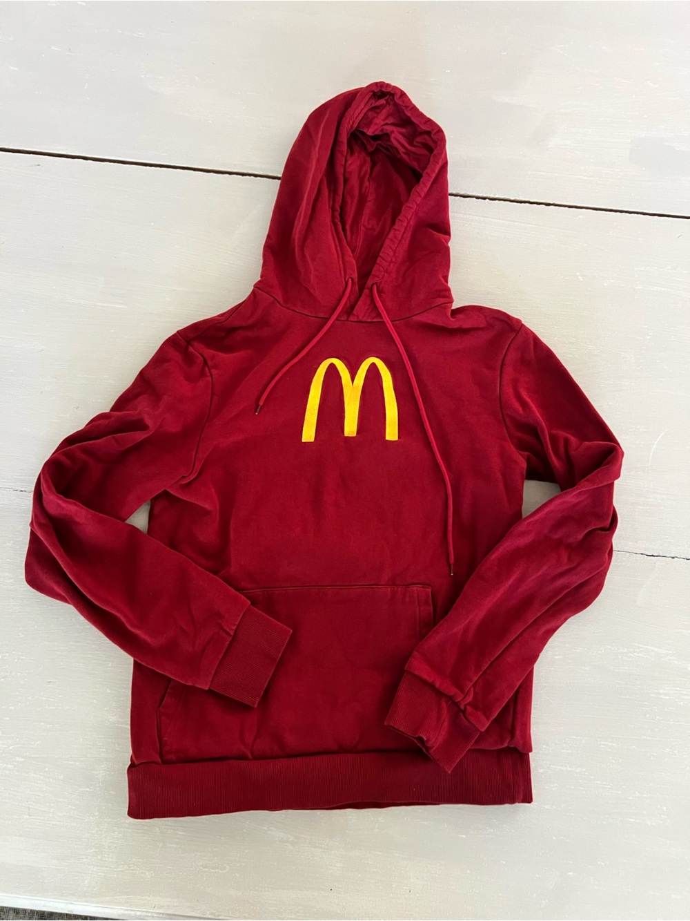 McDonald’s Maroon Hoodie Sweatshirt Size M Yellow Golden Arches